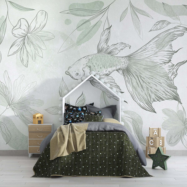 Fish and plants on a wall