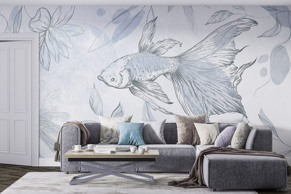 Drawing of a fish and plants