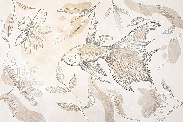 Elegantes peces entre diseños florales Elegantes peces entre diseños florales