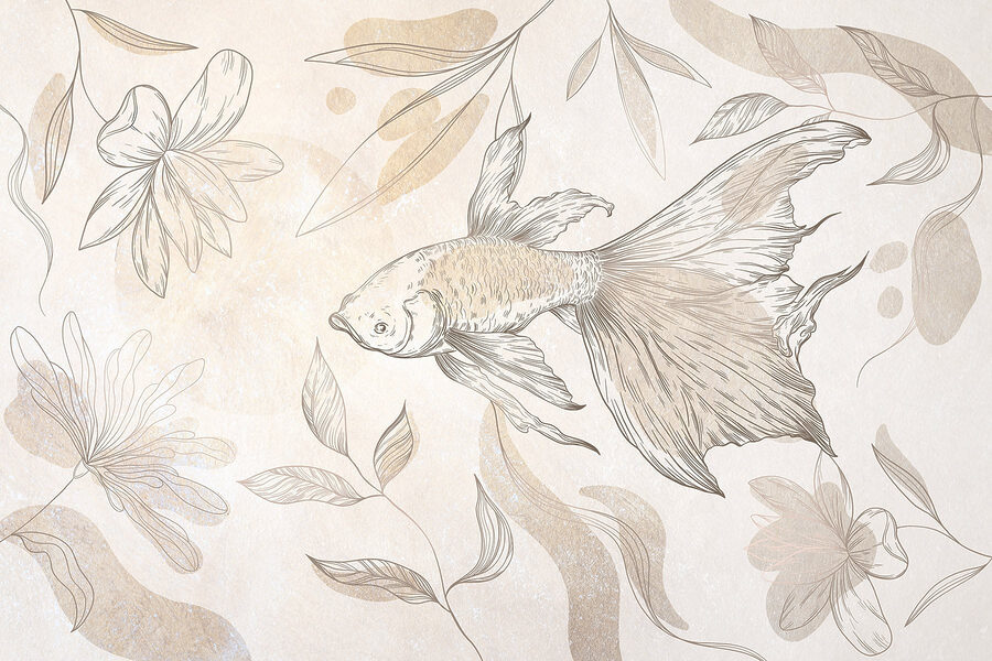 Elegantes peces entre diseños florales