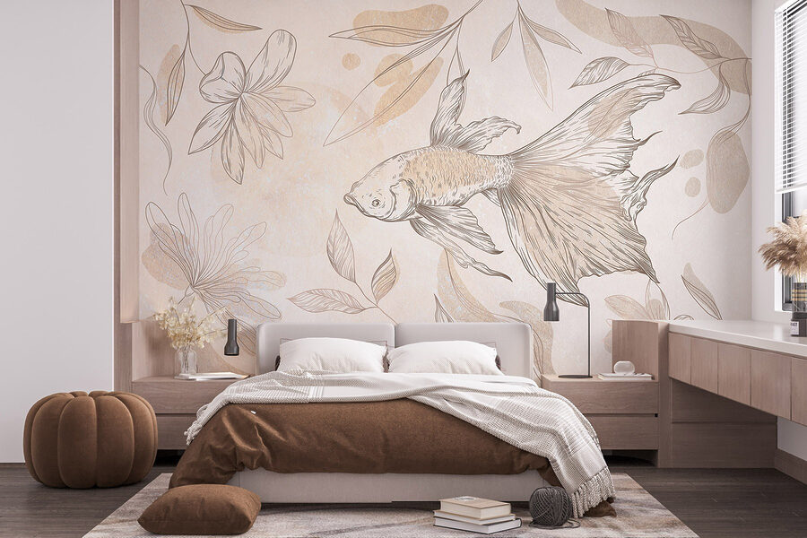Elegantes peces entre diseños florales