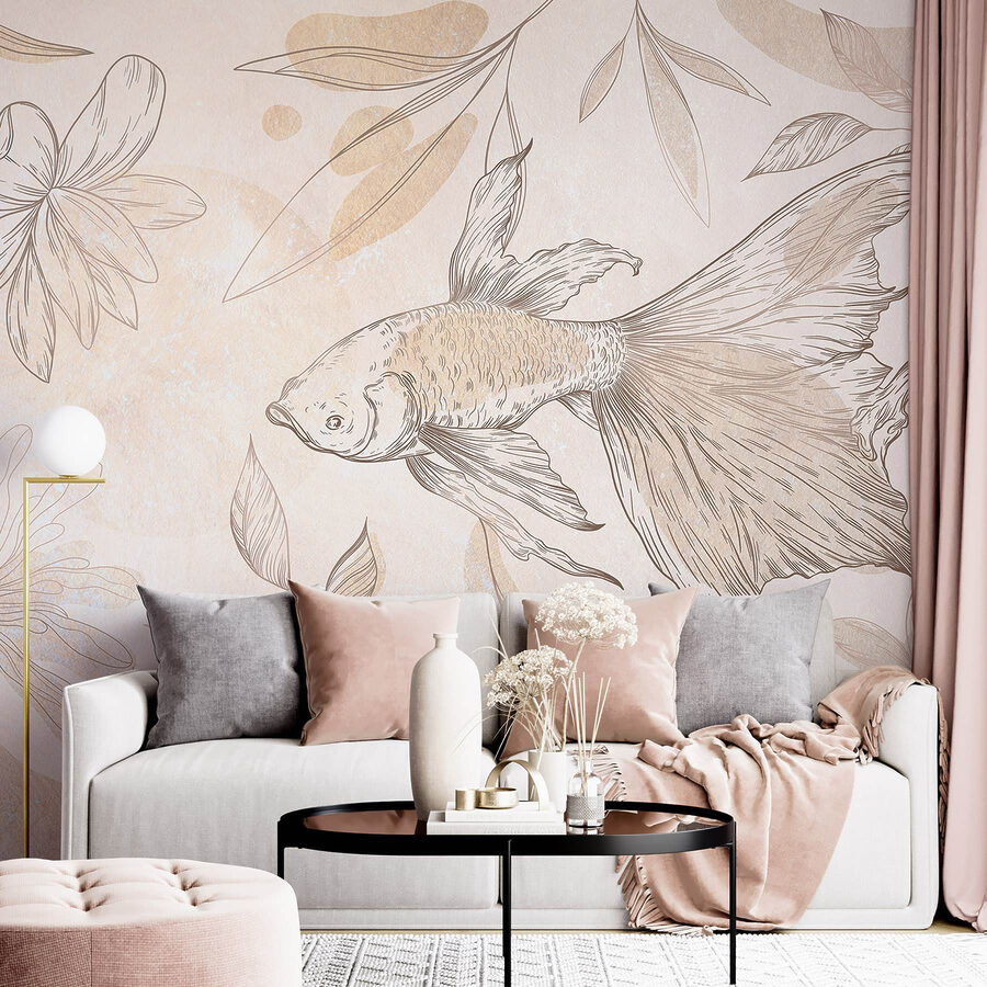 Elegantes peces entre diseños florales