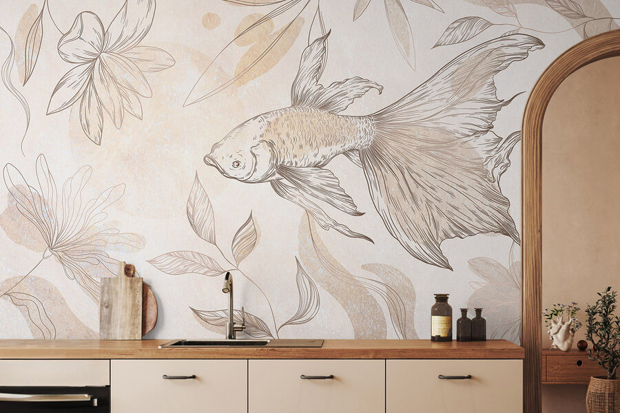 Elegantes peces entre diseños florales