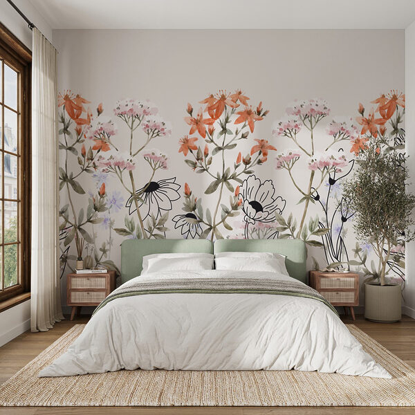 Fotomurales Fotomurales Caprichoso arreglo floral en tonos suaves (SKU: w03485)