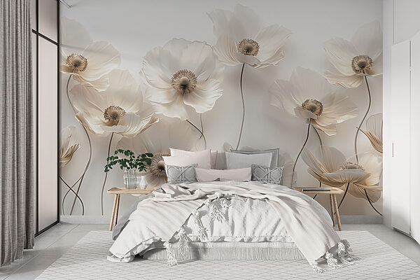 Fotomurales Fotomurales Grupo de flores blancas (SKU: w03518)