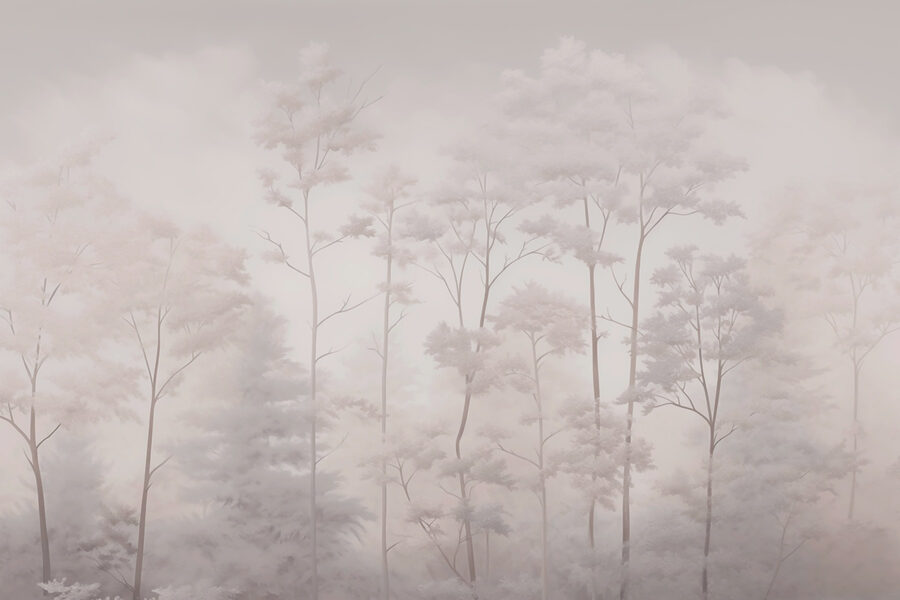 Grupo de árboles con niebla