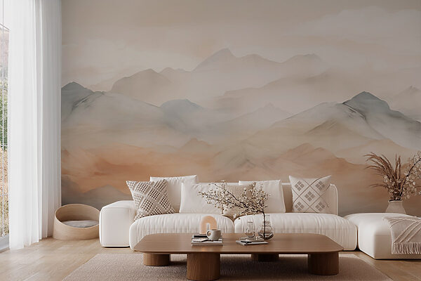 Foggy mountain range