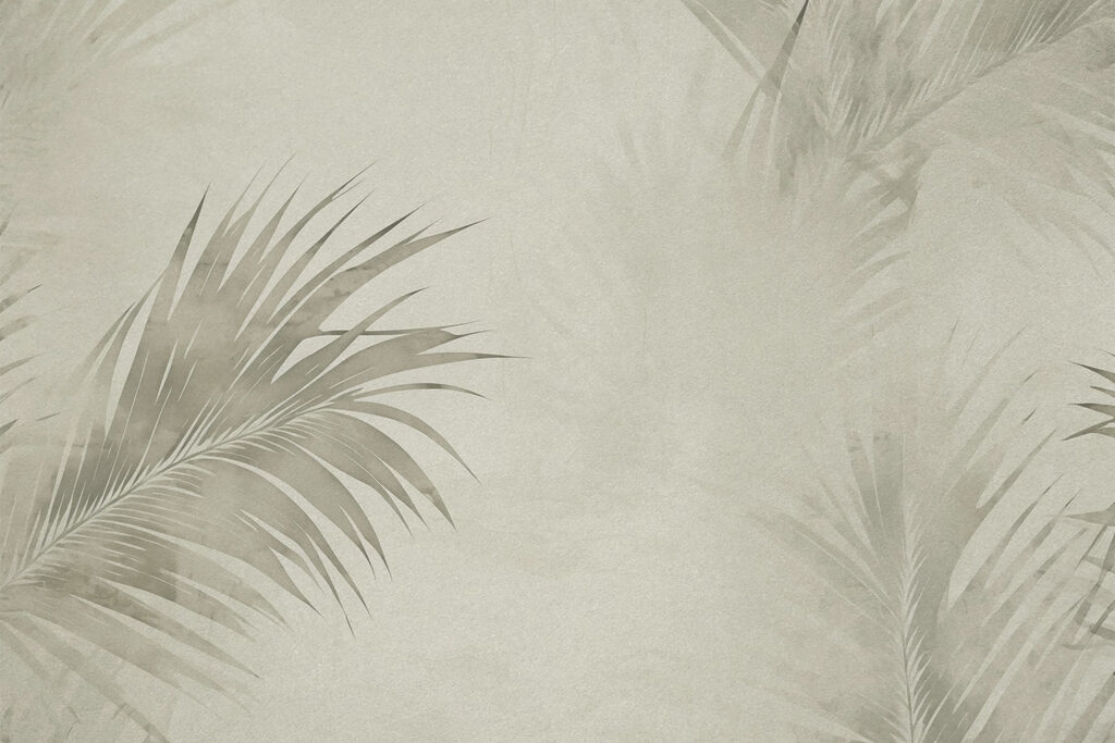 Suaves hojas de palmera sobre un fondo apagado Suaves hojas de palmera sobre un fondo apagado