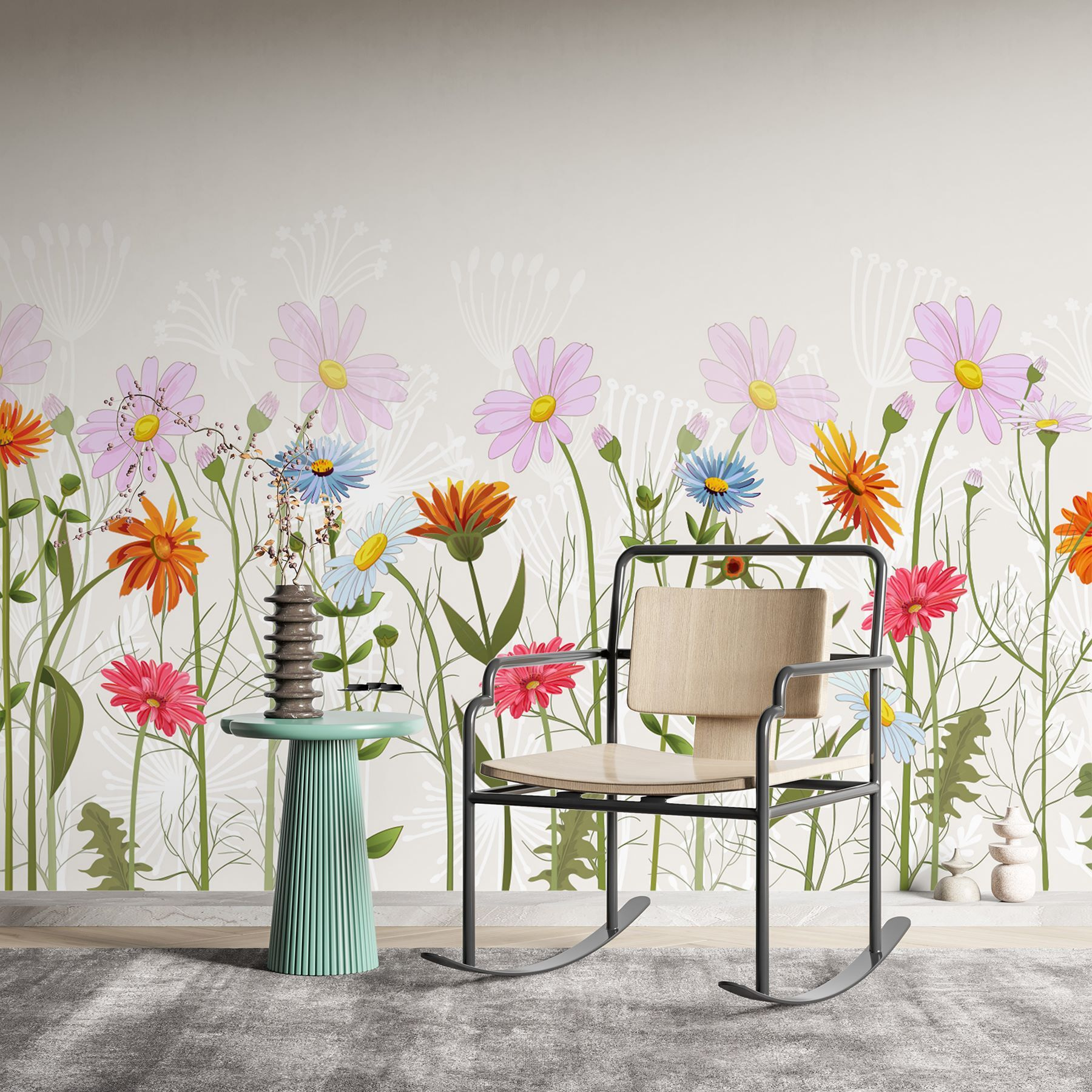 Row of colorful flowers