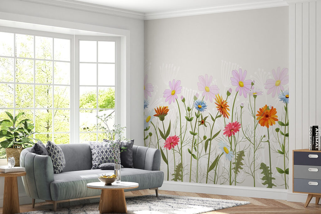 Row of colorful flowers