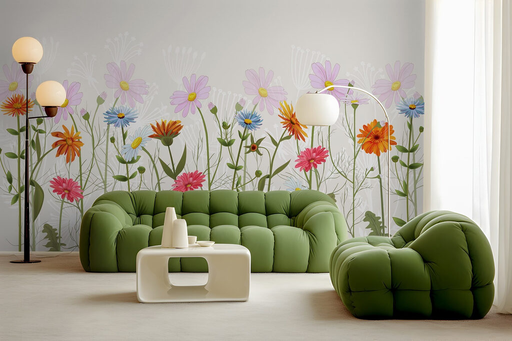 Row of colorful flowers