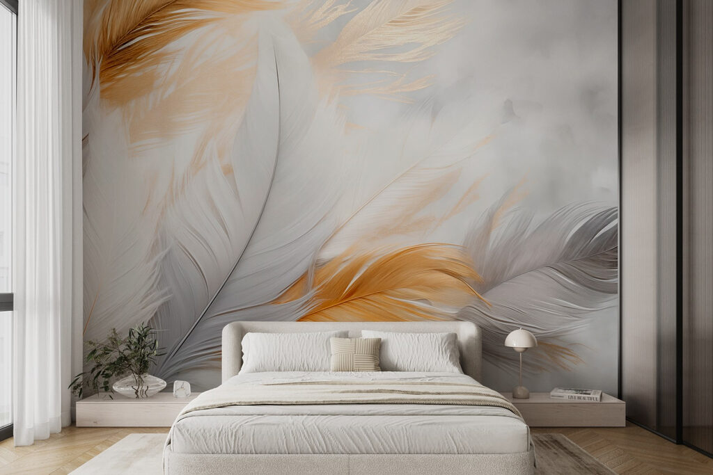 Delicate feathers in soft colors