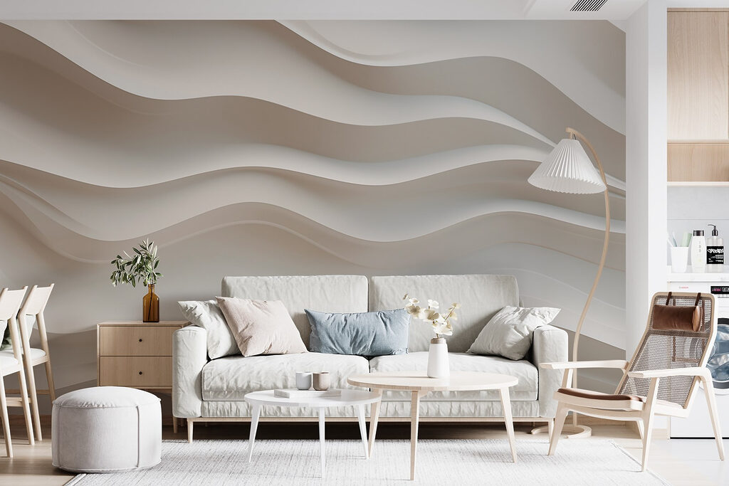 White wall with wavy lines White wall with wavy lines