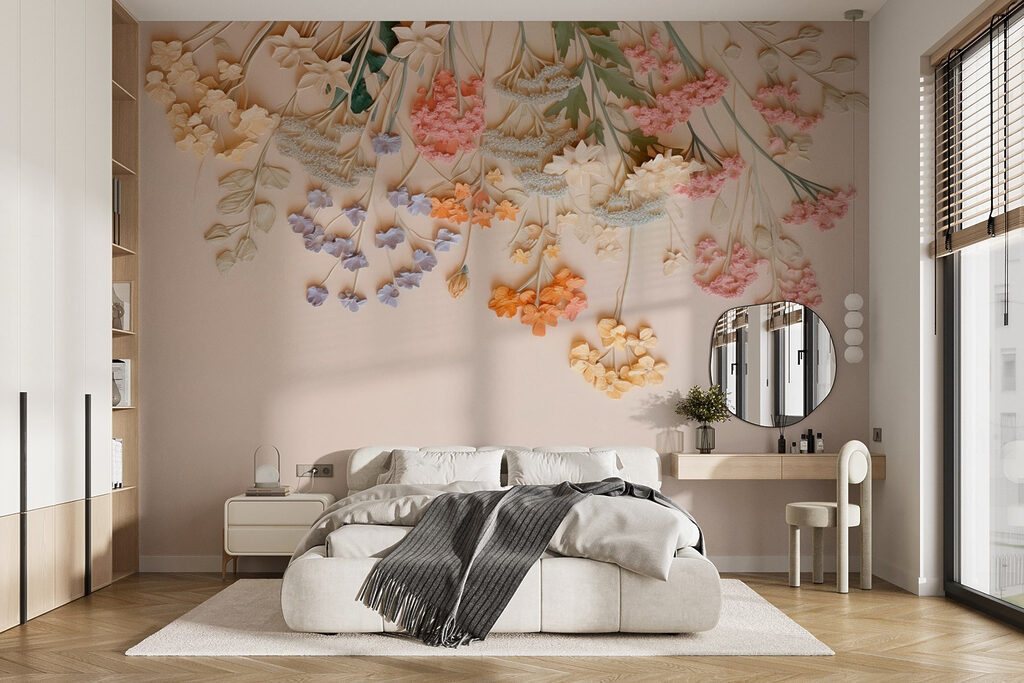 Group of flowers on a white surface