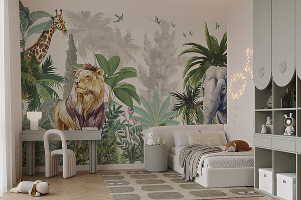 Papel pintado con animales y pájaros Papel pintado con animales y pájaros