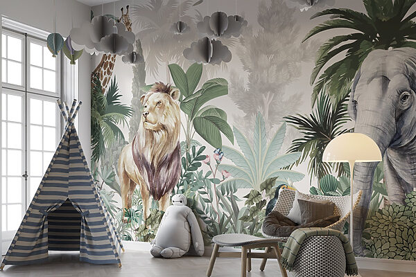 Papel pintado con animales y pájaros Papel pintado con animales y pájaros
