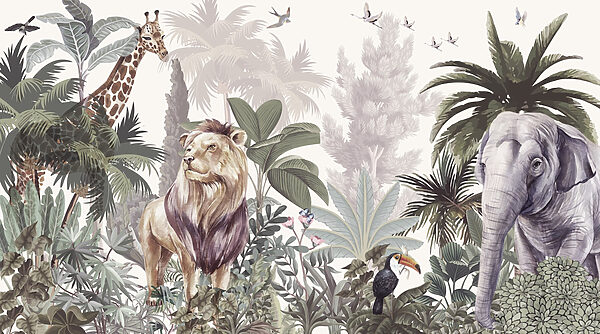 Papel pintado con animales y pájaros Papel pintado con animales y pájaros