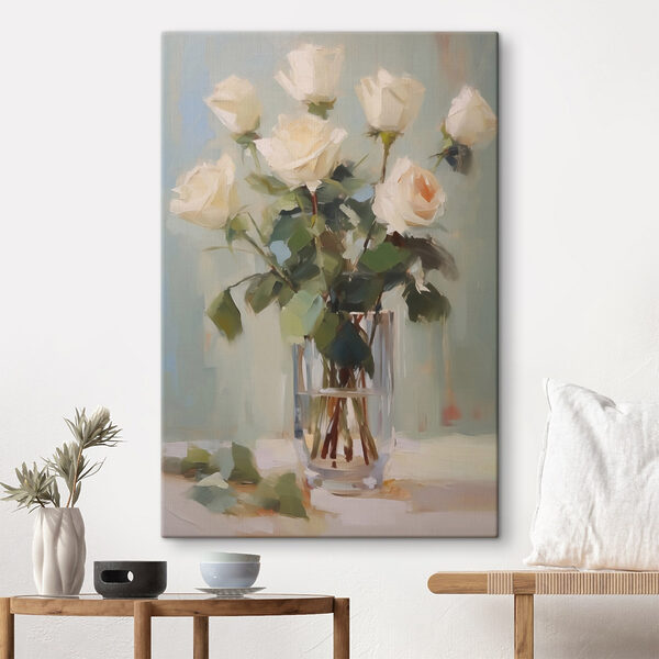 Cuadros Cuadro de un jarrón con rosas blancas (SKU: s43432) Cuadros Cuadros Cuadro de un jarrón con rosas blancas (SKU: s43432)