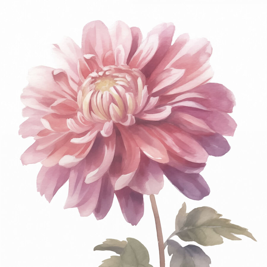 Flor rosa con hojas verdes