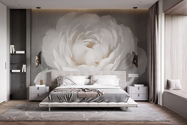 Flor blanca con hojas Flor blanca con hojas