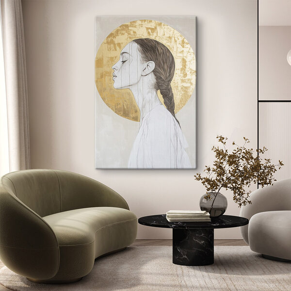 Elegant profile against a circular backdrop Elegant profile against a circular backdrop