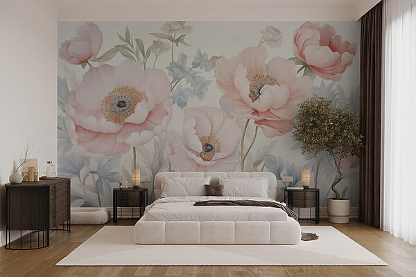Painting of flowers on a wall