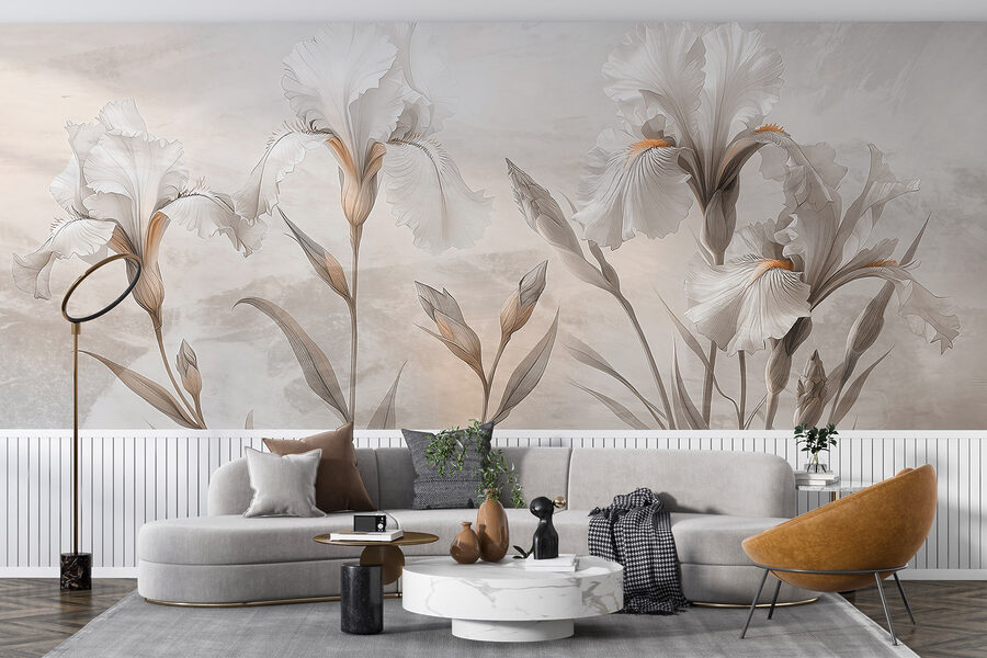 Elegante composición floral en tonos apagados