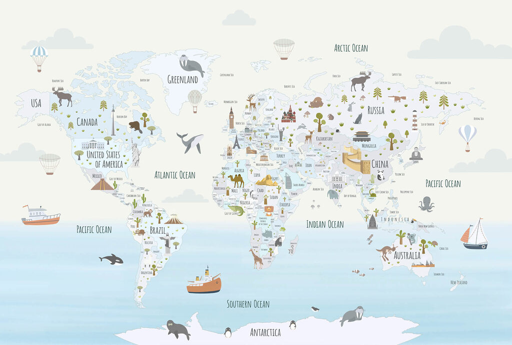 Mapa del mundo con diferentes animales Mapa del mundo con diferentes animales