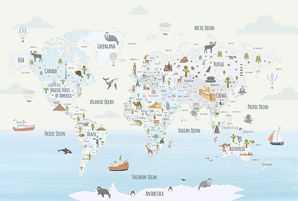 Mapa del mundo con diferentes animales Mapa del mundo con diferentes animales