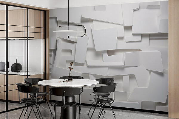 White wall with many rectangles White wall with many rectangles