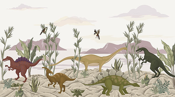 Group of dinosaurs in a desert Group of dinosaurs in a desert