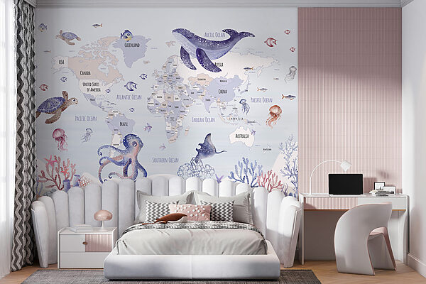 Mapa del mundo con animales marinos Mapa del mundo con animales marinos