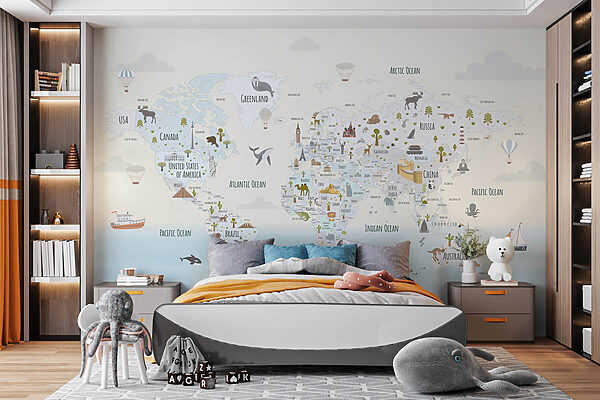 Mapa del mundo con diferentes animales Mapa del mundo con diferentes animales