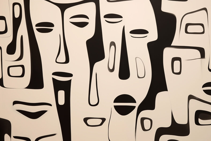 Arte facial en blanco y negro