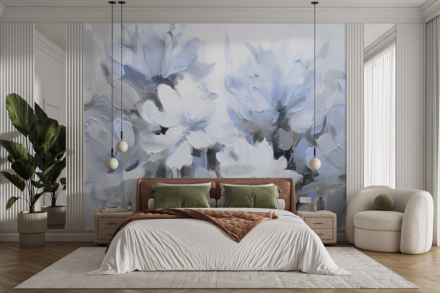 Pintura de flores sobre fondo blanco