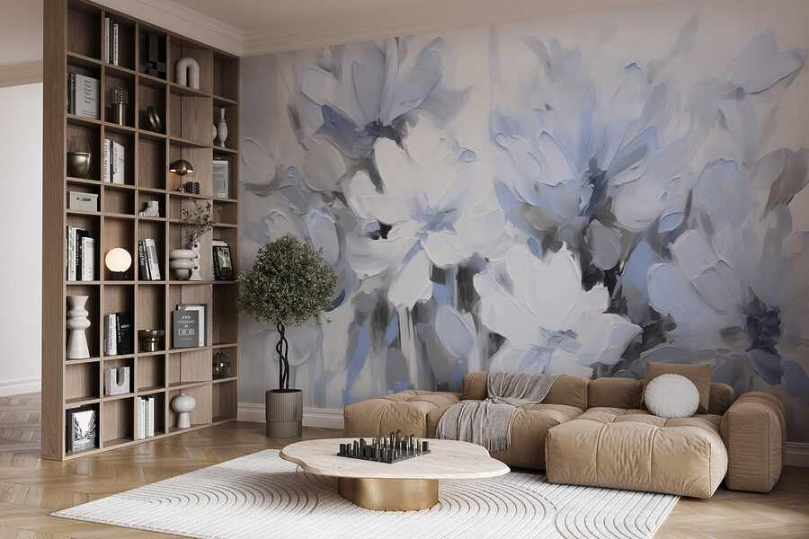 Pintura de flores sobre fondo blanco