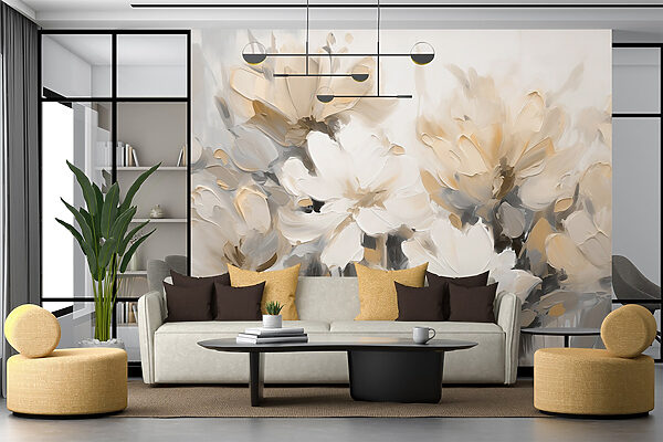 Painting of flowers on a white background