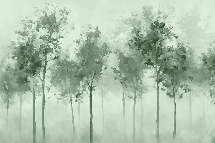Grupo de árboles en la niebla