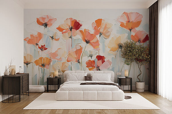 Painting of flowers on a white background