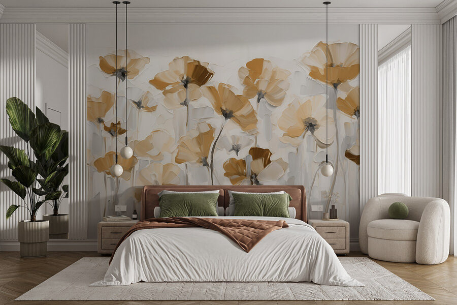 Pintura de flores sobre fondo blanco