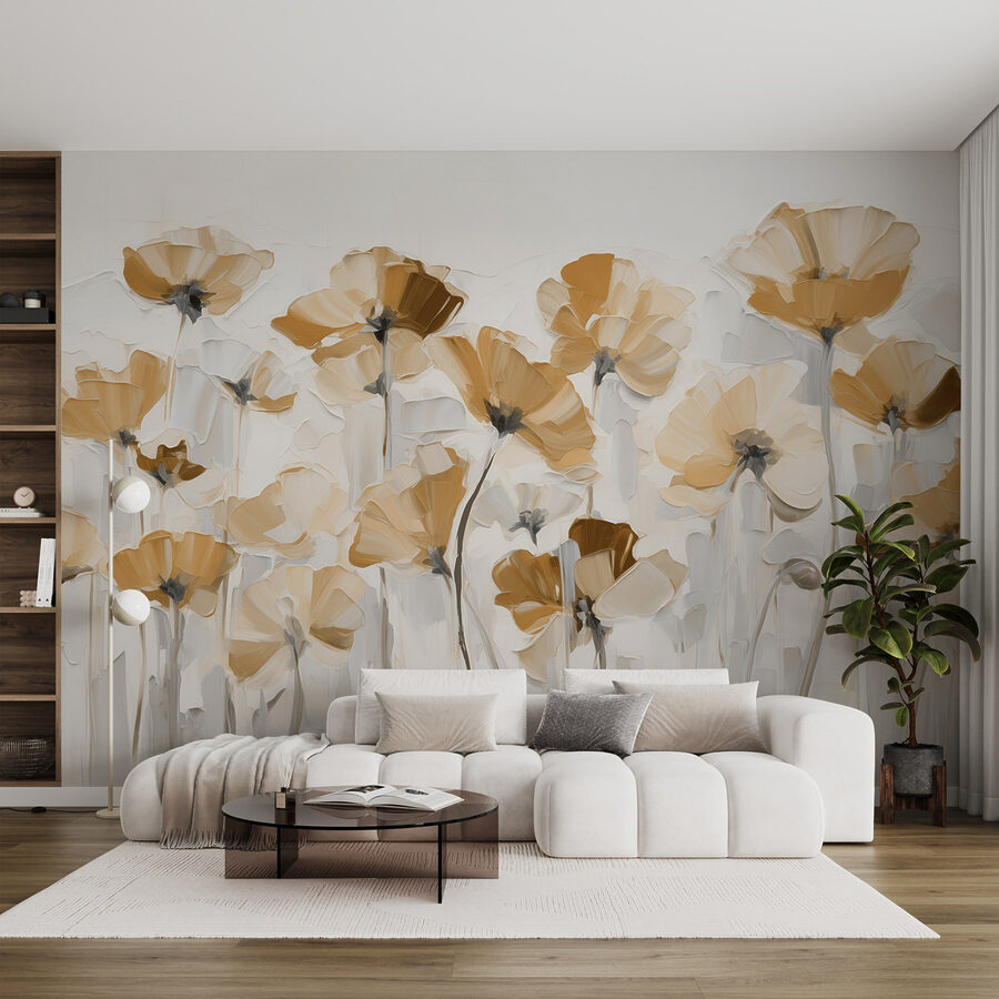 Pintura de flores sobre fondo blanco