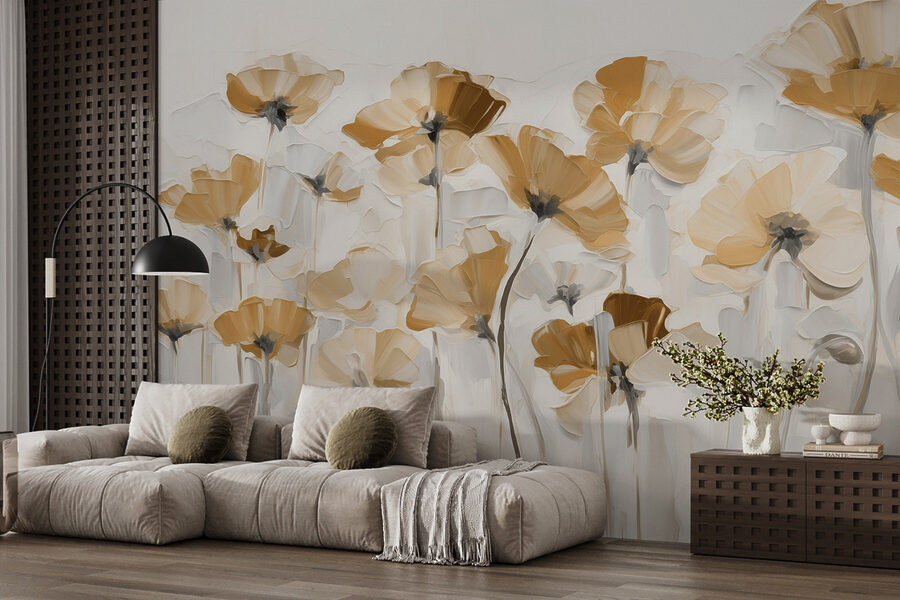 Pintura de flores sobre fondo blanco