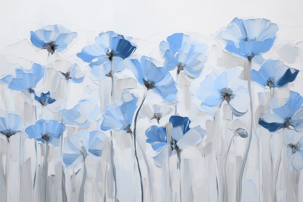 Painting of blue flowers