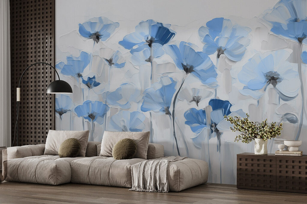 Painting of blue flowers