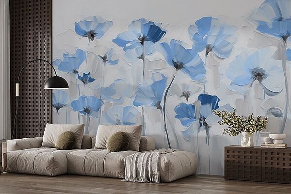 Painting of blue flowers
