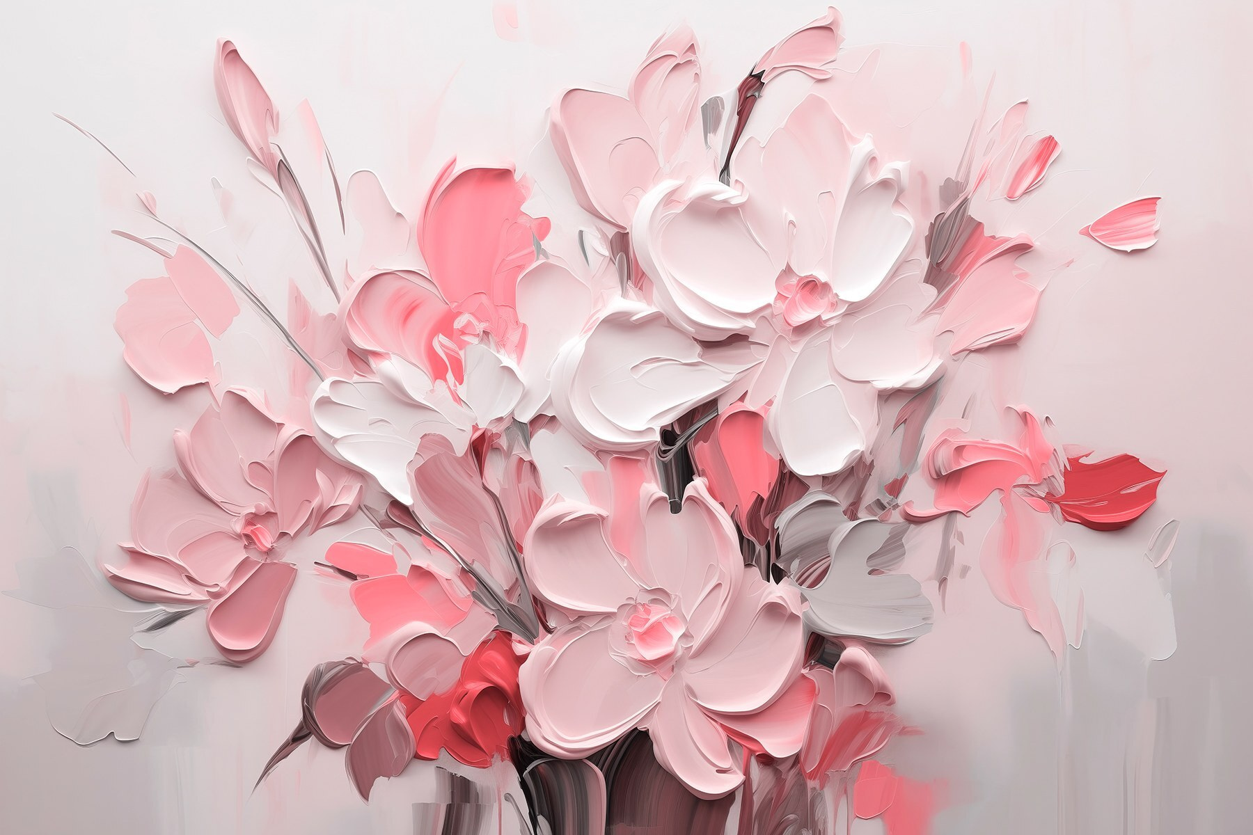 Painting of flowers in pink and white Painting of flowers in pink and white