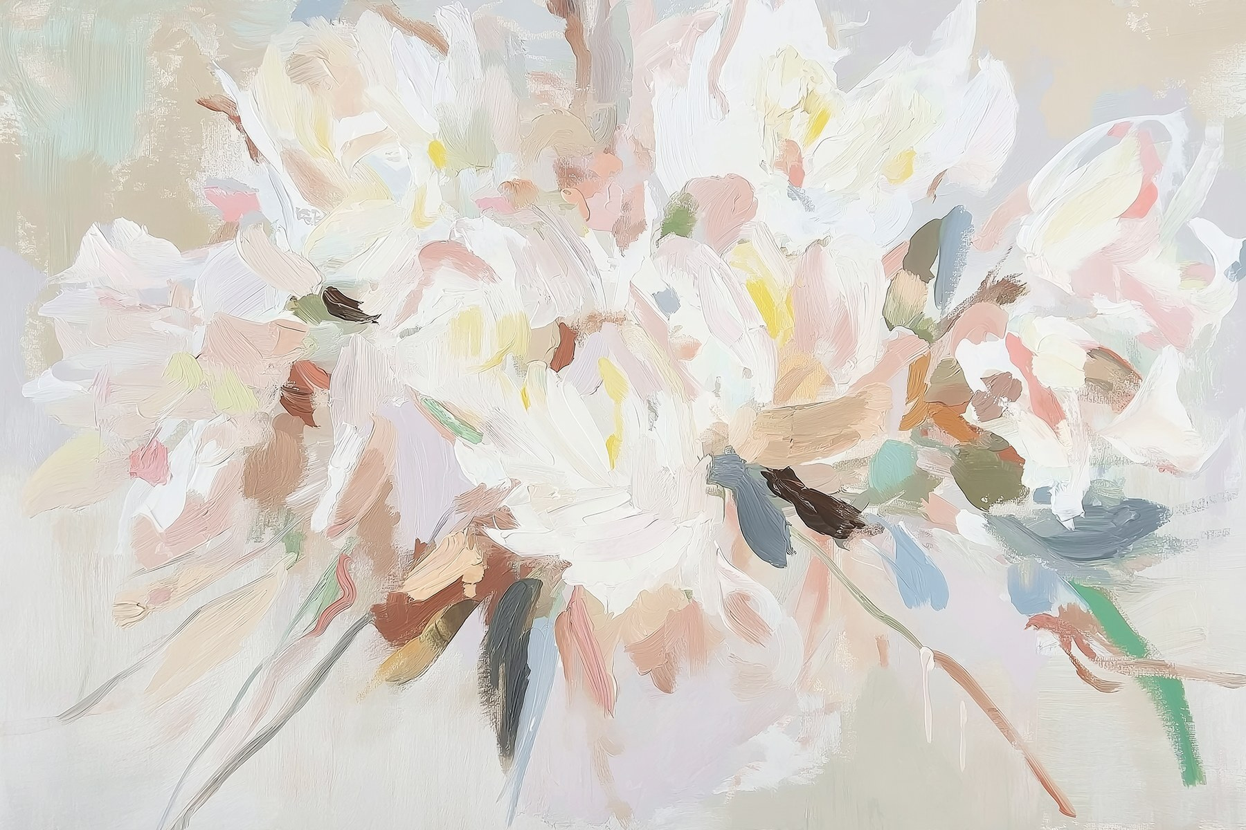 Painting of flowers on a white surface