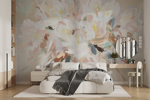 Fotomurales Fotomurales Pintura de flores sobre una superficie blanca (SKU: w03579)