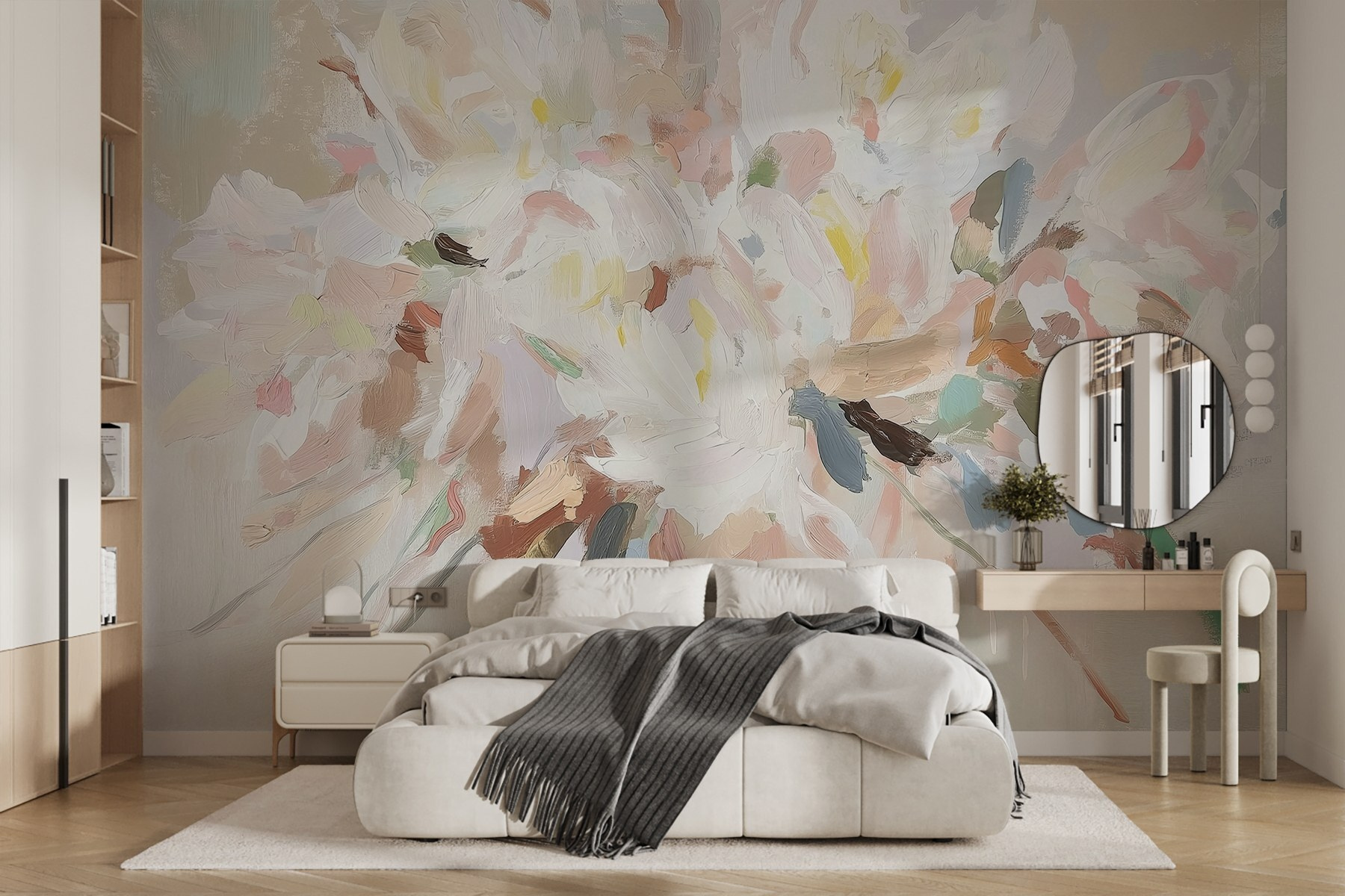 Painting of flowers on a white surface