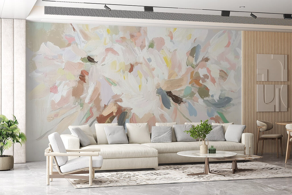 Painting of flowers on a white surface